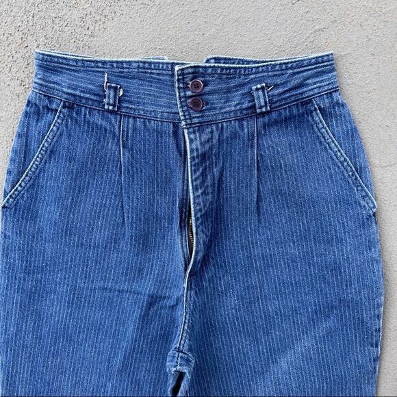 Vintage 80s railroad stripe high rise wedgie fit bareback mom jeans 26" WAIST - Picture 2 of 6